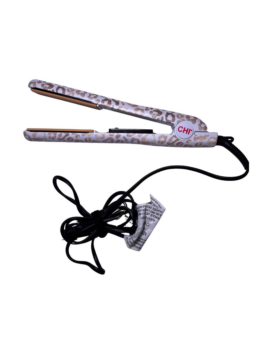 CHI White Leopard Flat Iron Hair Straightener - White/Gold